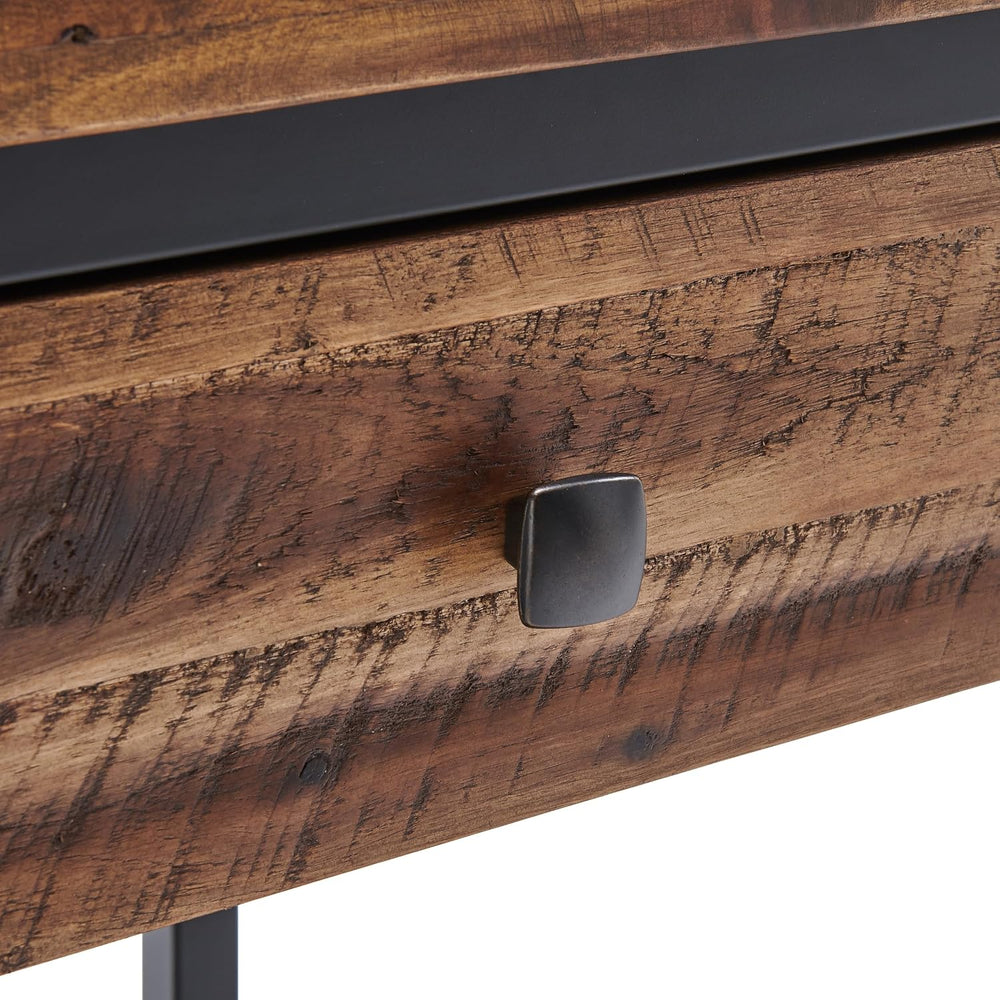 Claremont Rustic Solid Wood End Table with Drawer and Shelf – Farmhouse Accen...