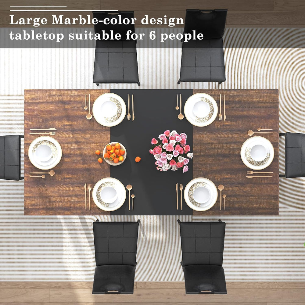 chartustriable 7PCS Dining Table Set with 6 Chairs for 4 5 6 People, 71"...