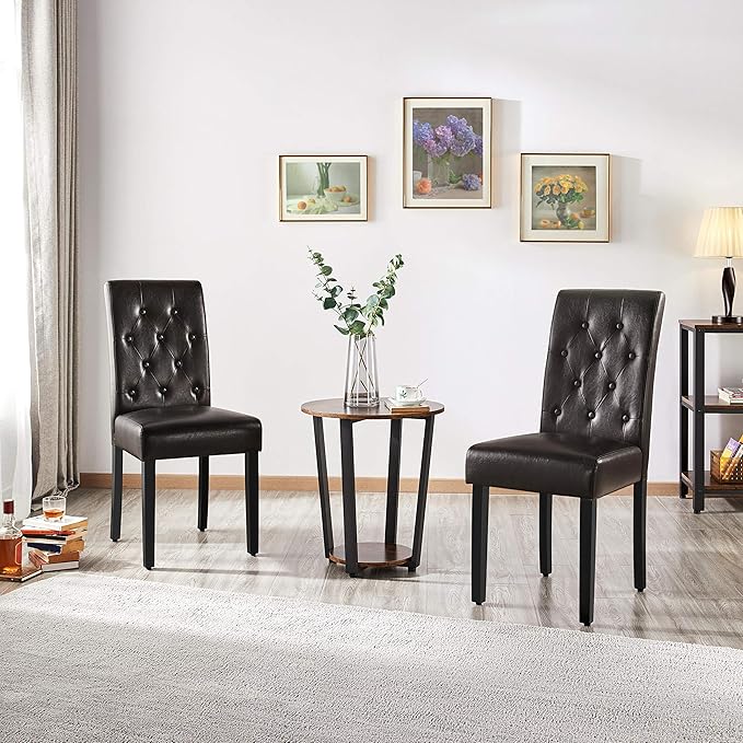 Yaheetech Upholstered Dining Chairs Set of 2 Modern Leather Parsons Kitchen C...