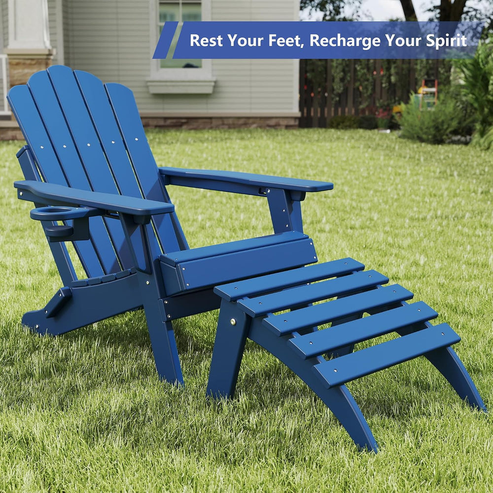 FOOWIN Folding Adirondack Ottoman Set of 4, HDPE All Weather Adirondack Footr...