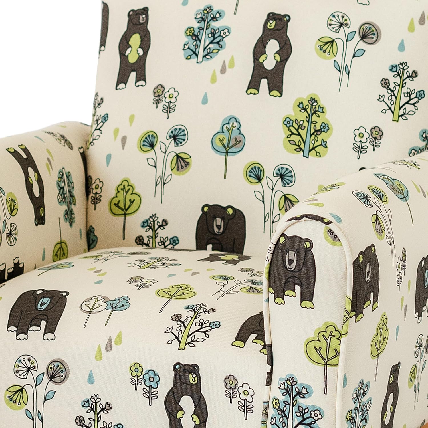 Kid Rocking Chair for Toddlers, Child Chair for Little Kids, Upholstered Toddler Armchair for Children, Comfy and Cute Little Kid Chairs (Rockers, Bears & Trees Print)