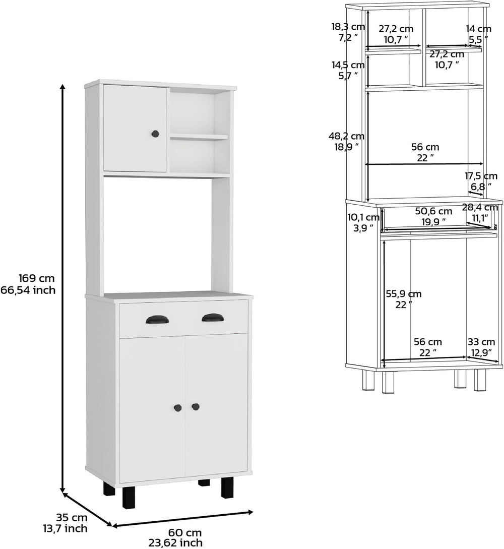 Waco 67" H Kitchen Pantry with Two Cabinets, Two Open Shelves, and One D...
