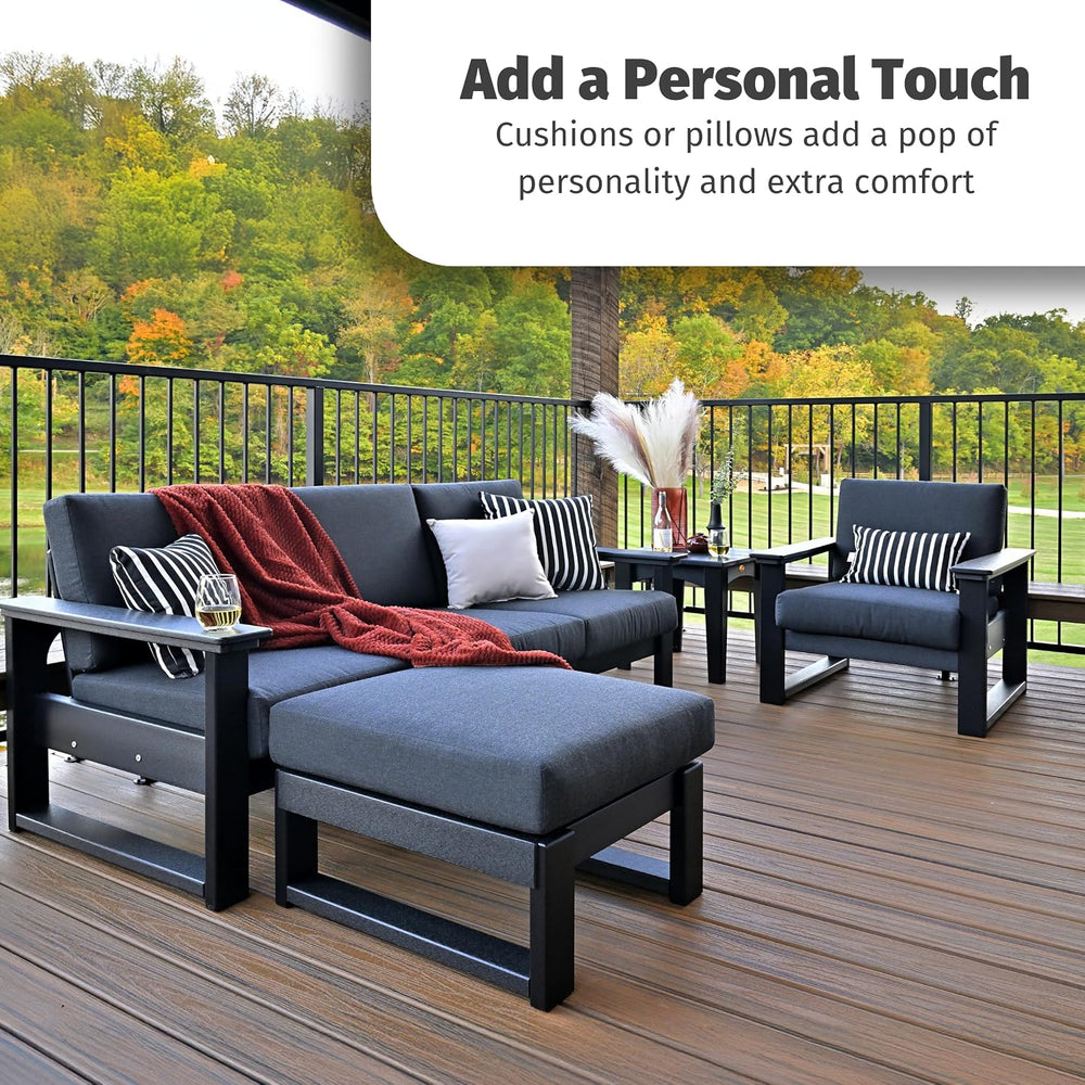 LuxCraft Poly Lanai Deep Seat Cushioned Outdoor Ottoman Table Padded Footrest...