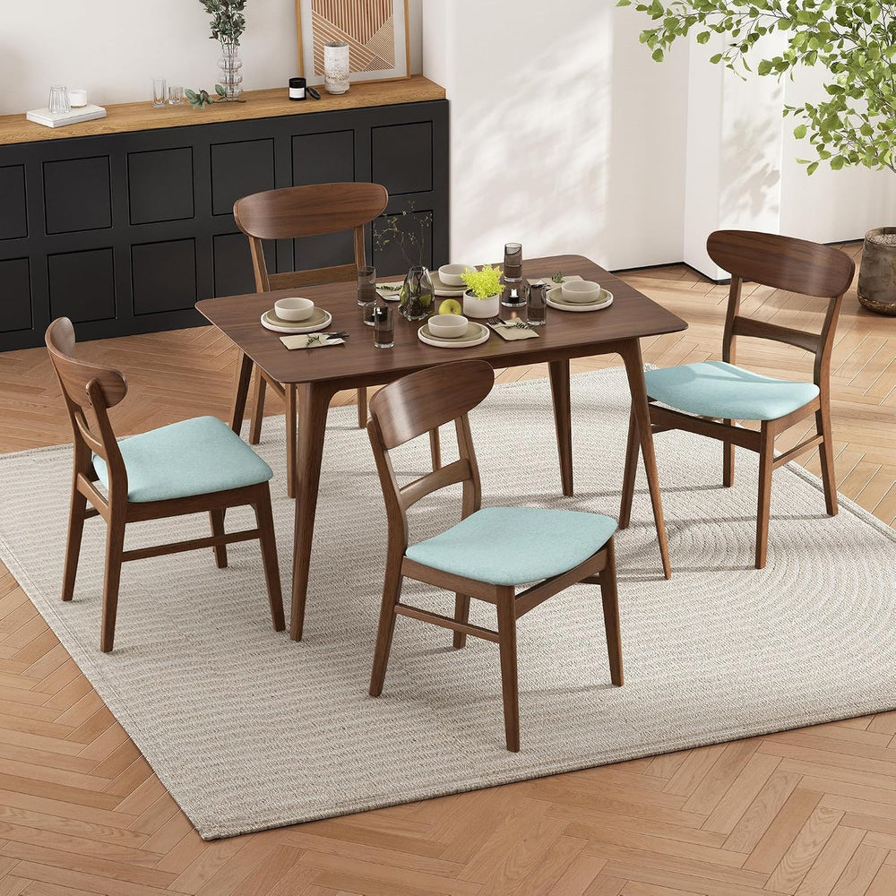 Wood Dining Room Table Set for 4,Mid Century Modern Dining Table Set,Kitchen ...