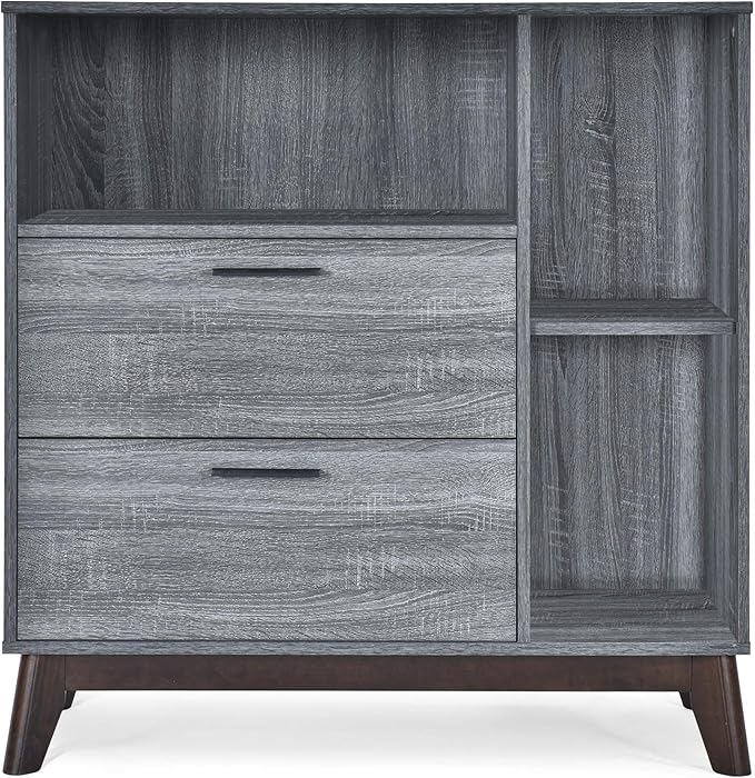 Merax Sideboard Buffet Accent Storage Cabinet with Two Drawers for Living Room, Entryway, Kitchen or Hallway, Grey