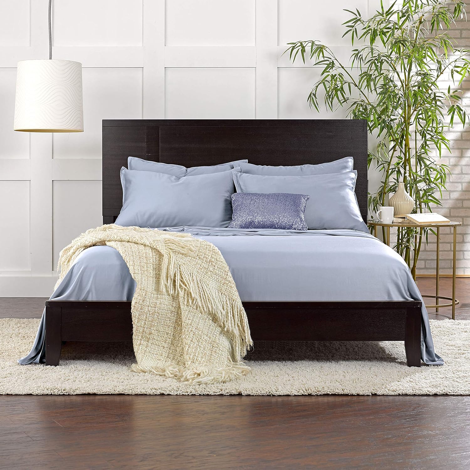 Queen Pillowcases by Pure Bamboo, Genuine 100% Organic Viscose Derived from Bamboo, Luxuriously Soft & Cooling, Double Stitching, Envelope Closure (2 Queen Pillowcases, Sterling Blue)