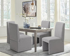 Upholstered Dining Chairs Set of 6 Modern Kitchen & Dining Room Chairs Linen Fabric Dining Chairs with Wooden Frame, Grey