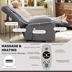 jonpony Power Lift Recliner Chair for Elderly, Big and Tall Lift Chair with Massage and Heat for Living Room, Fabric Electric Recliner Chairs with Side Pocket, USB Charge Port Grey