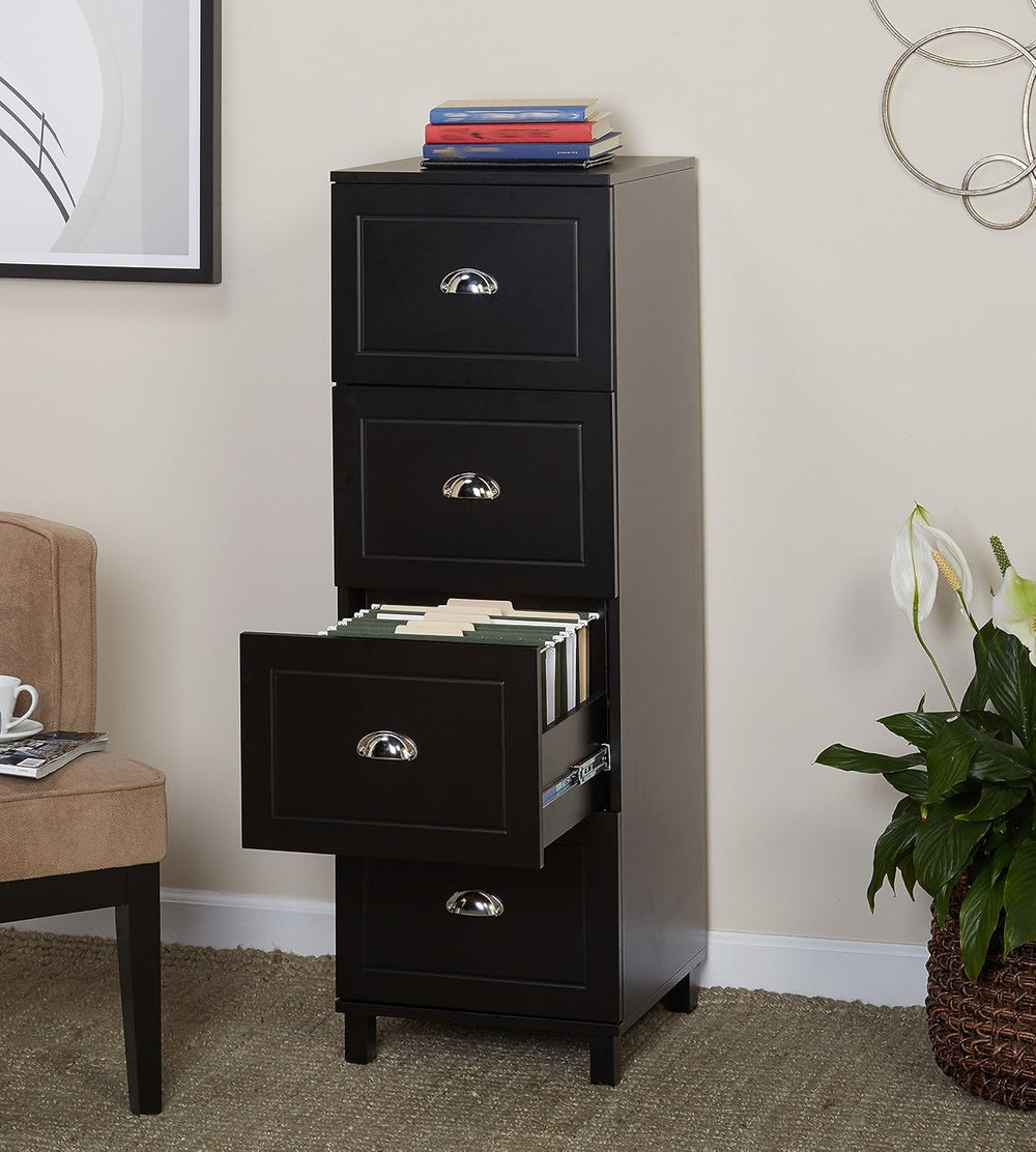 Bradley 4 Drawer Filing Cabinet, Black | Home Office