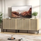 TV Stand for 80" TV, Mid Century Modern 78.7'' Television Stand, Entertainment Center with Storage and Adjustable Shelves, Media Console TV Cabinet for Living Room