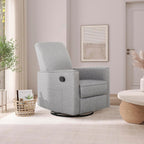 Evolur Raleigh Upholstered Manual Glider Recliner– Rocking & 360° Swivel with Smooth Glide – Greenguard Gold & FSC Certified – Modern Nursery and Living Room Chair in Light Grey