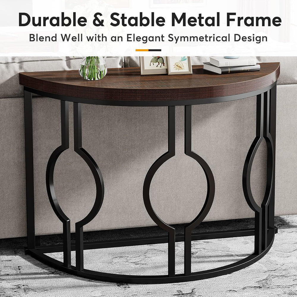Tribesigns Half Moon Console Table for Entryway, 43 Inch Industrial Semi Circ...