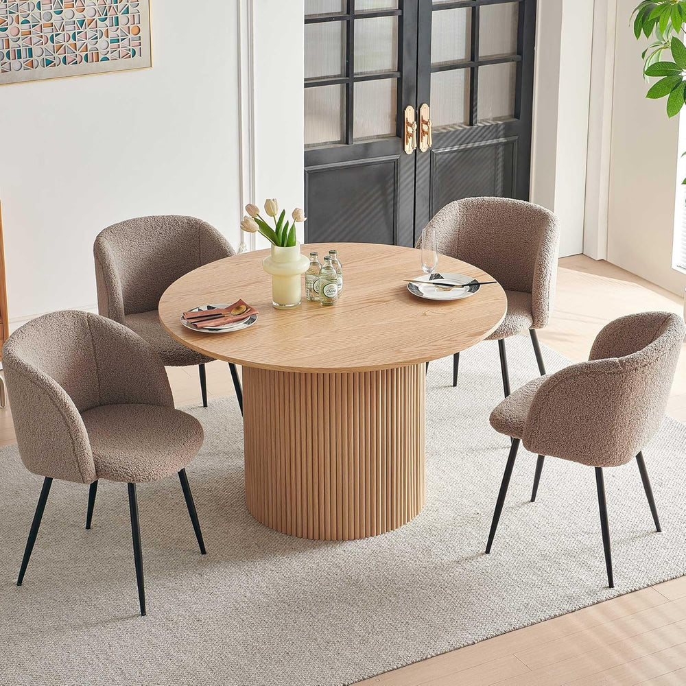 NORDICANA 5-Piece Wooden Round Dining Room Table and Chair Set, 47-Inch Kitch...