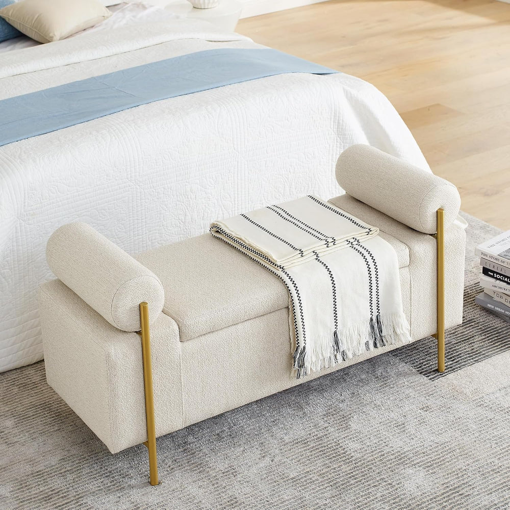 Storage Ottoman for Bedroom 44" with Safety Hinge, Upholstered Entryway ...