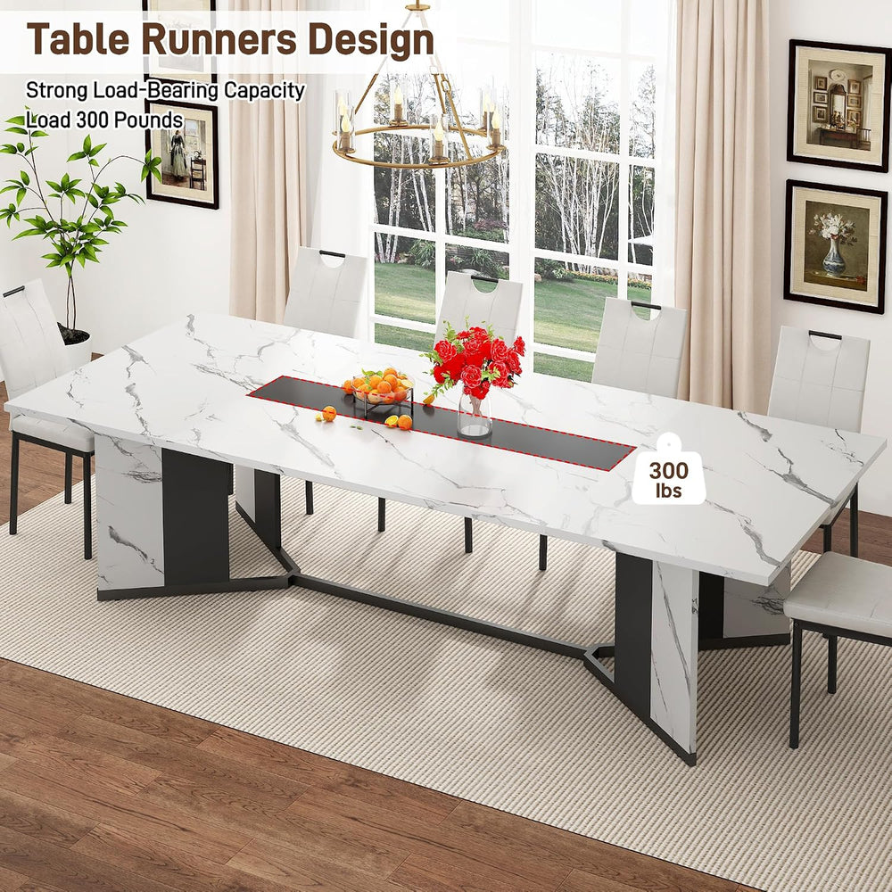 chartustriable Dining Table for 8-10 People,94" Large Modern Kitchen Tab...