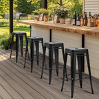 Yaheetech 30 Inch Metal Bar Stools Set of 4, Bar Height Backless Bartools, Industrial Stackable Bar Chairs with Footrest for Kitchen/Dining Room/Bistro/Patio, Black