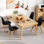 VECELO Dining Chairs Set of 4, Mid-Century Modern Kitchen & Dining Room Chairs, PU Leather Upholstered Seat, Solid Wood Legs, Armless, Non-Slip Feet, Black