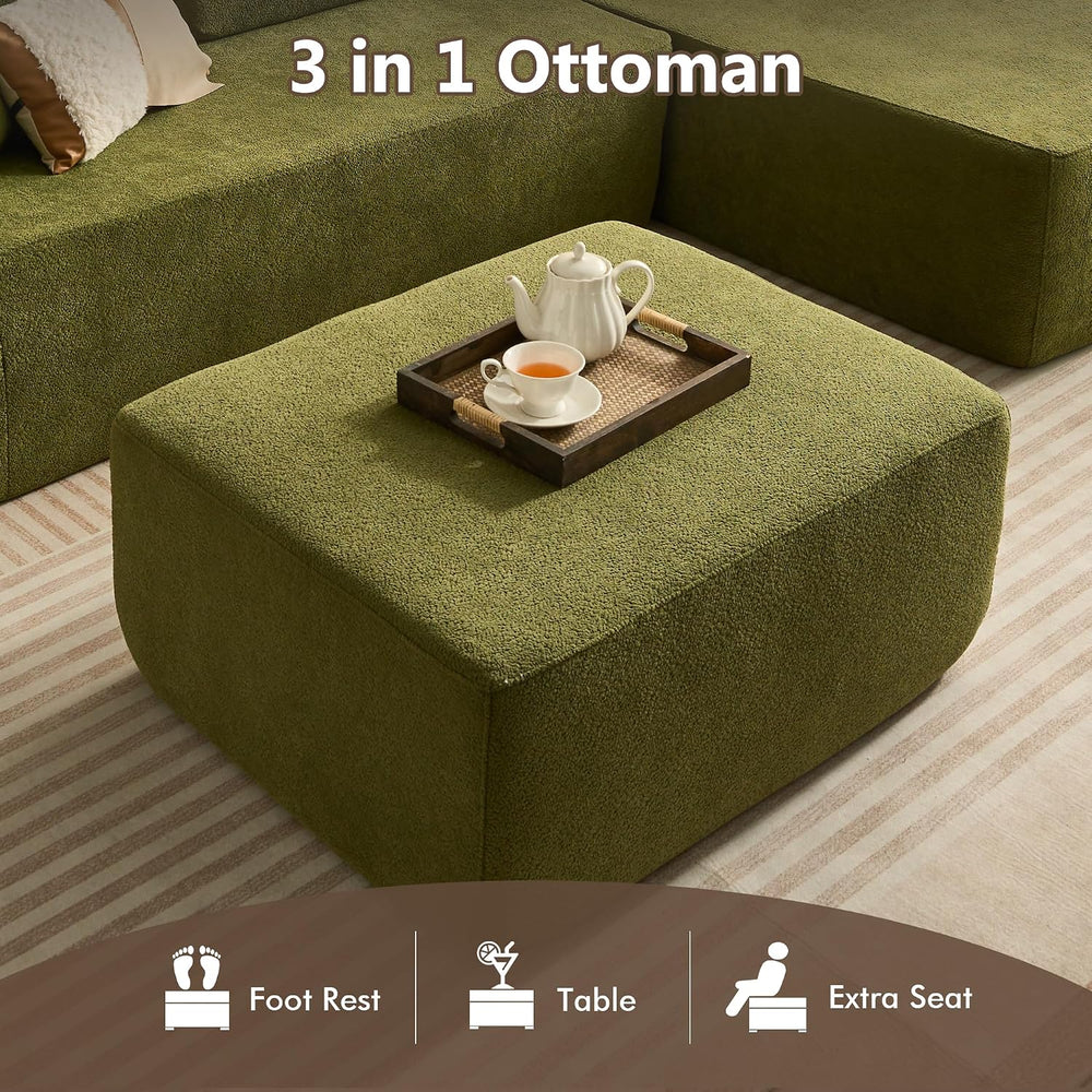 HOOOWOOO Large Ottoman Coffee Table for Couch,Oversized Rectangular Ottoman B...
