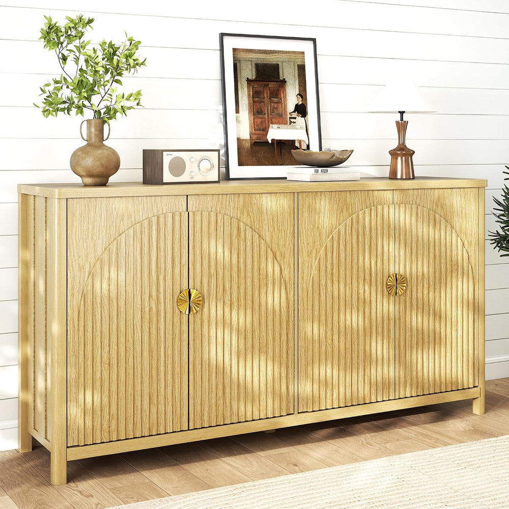 Sideboard Cabinet with Storage - 63” Large Kitchen Buffet Table, Adjustable S...