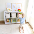 NaturalCozy Storage Cubes 11 Inch Cotton Rope Woven Baskets for Organizing, 3-Pack | Cube Storage Bin | Square Storage Baskets for Shelves Organizer, Classroom, Kids Toy Bins, Closet, Baby Nursery