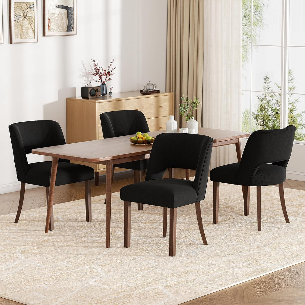 Dining Chairs Set of 6,Modern Dining Room Chairs with Thick Cushions,Linen Up...