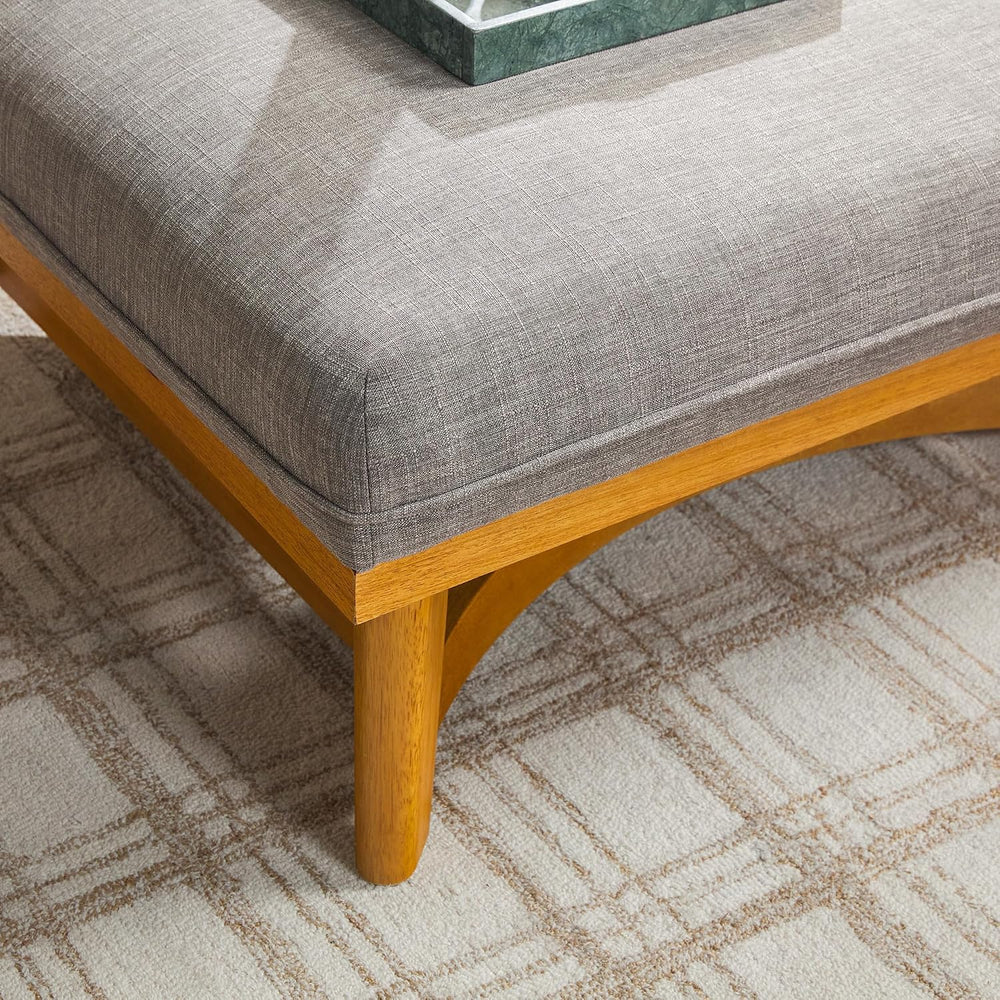 Walker Edison Nash Modern Farmhouse Large Oversized Linen Ottoman, Dark Grey