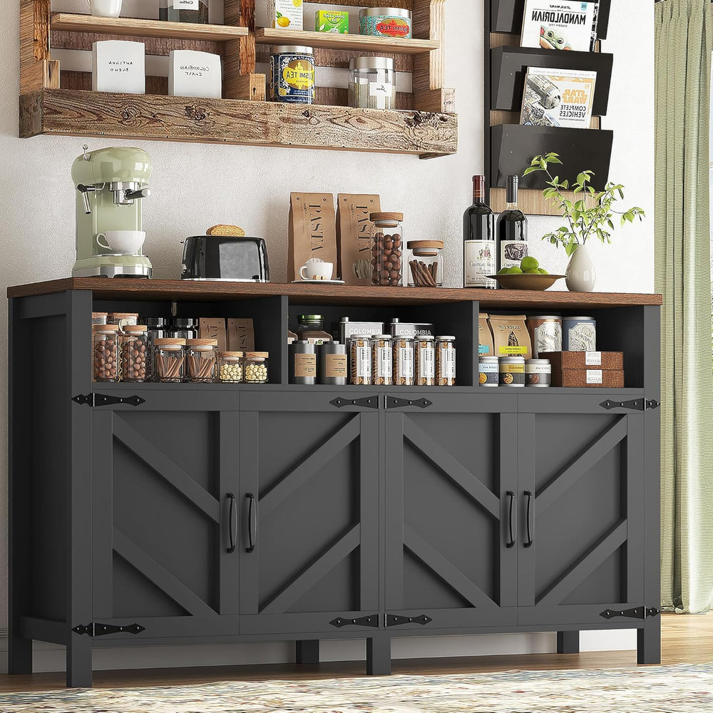 knoworld 55'' Farmhouse Buffet Sideboard with Storage, 4 Doors & ...