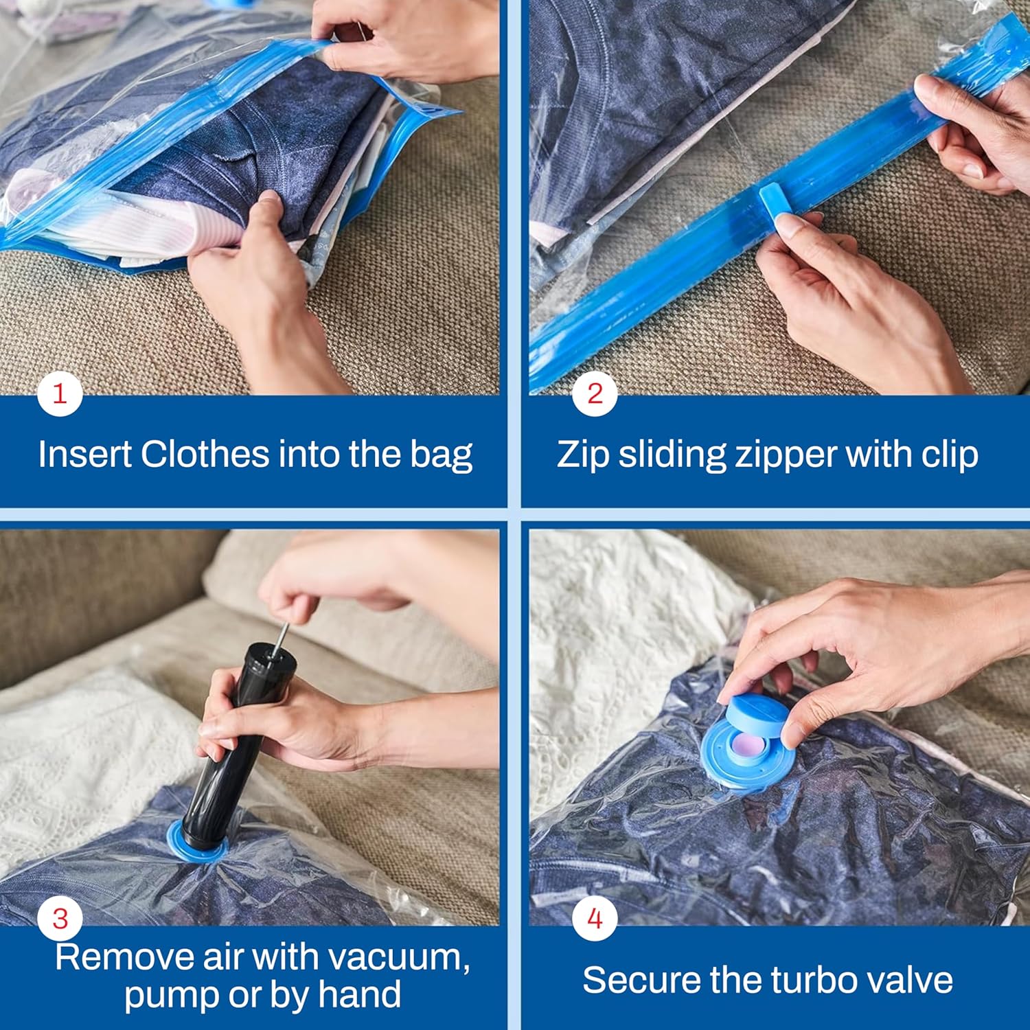 15-Pack Variety Vacuum Storage Bags for Comforters, Blankets & Clothes – Vacuum Sealed Compression Bags with Hand Pump – Space Saver Storage Bags for Bedding,Travel & Organization (3S, 4M, 4L & 4XL)