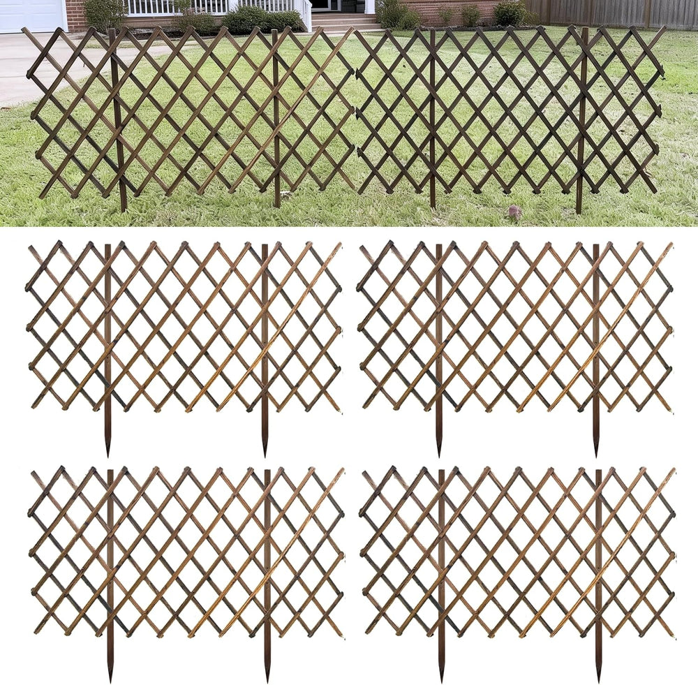 ShopLaLa Expandable Lattice Fence (2 Pack, 12ft Total) Wooden Garden Fences