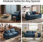 LINSY HOME 90'' Cloud Loveseat Sofa, Modular Sectional Couches Corduroy Cloud Couch Soft Modern Comfy Love Seat Sofa Set for Living Room Apartment Office, Blue