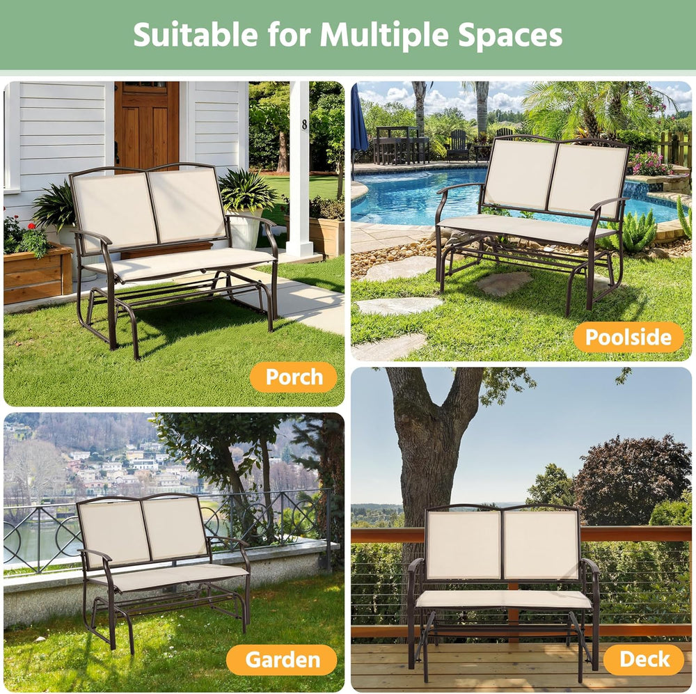 Yaheetech Glider Bench for Outside Patio 2-Person Outdoor Loveseat,Beige | Fr...
