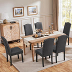 Yaheetech Upholstered Dining Chairs Set of 6, Modern Kitchen Chairs with Nailhead Trims and Solid Wood Legs for Dining Room, Living Room, Restaurant, Fabric Armless Design, Dark Gray