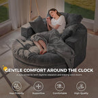 MAXYOYO Modular Sectional Chaise Lounge Sofa, 2 Sets Upholstered Lounge Chair with Ottoman, Comfy Round+ Square Couch with Layered Cushion, Tufted Sleeper Chair for Living Room, No Assembly, Dark Grey