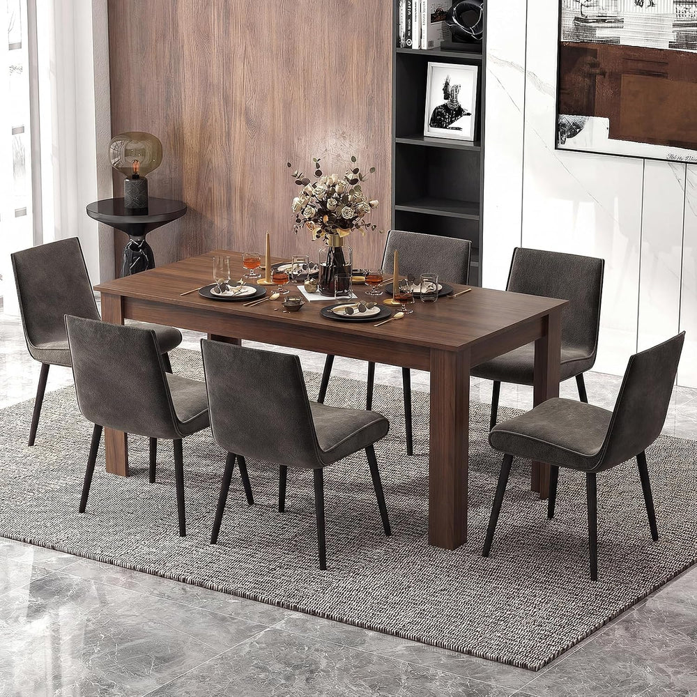 COSTWAY Dining Table for 4-6 People, 63” Rectangular Dining Room Table, Farmh...