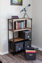 Internet's Best Collapsible File Storage Organizer with Lid - Decorative Linen Filing & Storage Office Box – Hanging Letter/Legal Folder – Home Office Bins Cabinet – Charcoal Container - 6 Pack