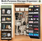 Kotkn 10-Tier Over the Door Shoe Organizer, 20 Pockets Holds 20-30 Pairs, Heavy-Duty Oxford Fabric with Hexagon Mesh for Boots & Sneakers-Black