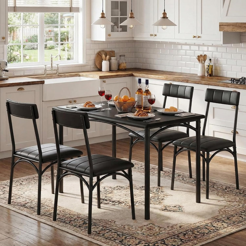 IDEALHOUSE Dining Table Set for 4, Kitchen Table and Chairs for 4 with Uphols...