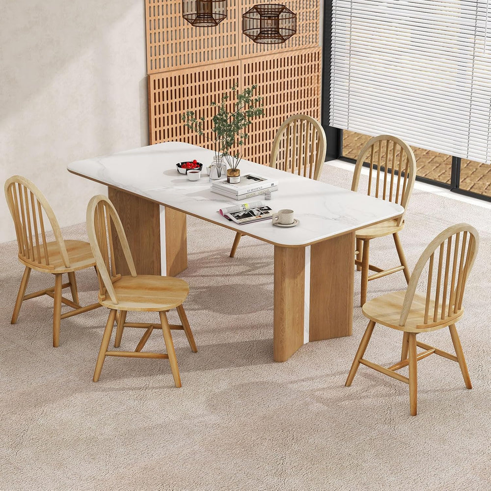 18" Oak Dining Chairs Set of 2, Wood Windsor Chair with Spindle Back for...