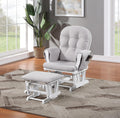 Penau Glider Ottoman, Quiet Gliding, Gray Fabric, Button Tufted | Soft Quiet Gliding, Nursery Bonding Use, Button Tufted Cushion, Side Storage Pocket, Ottoman