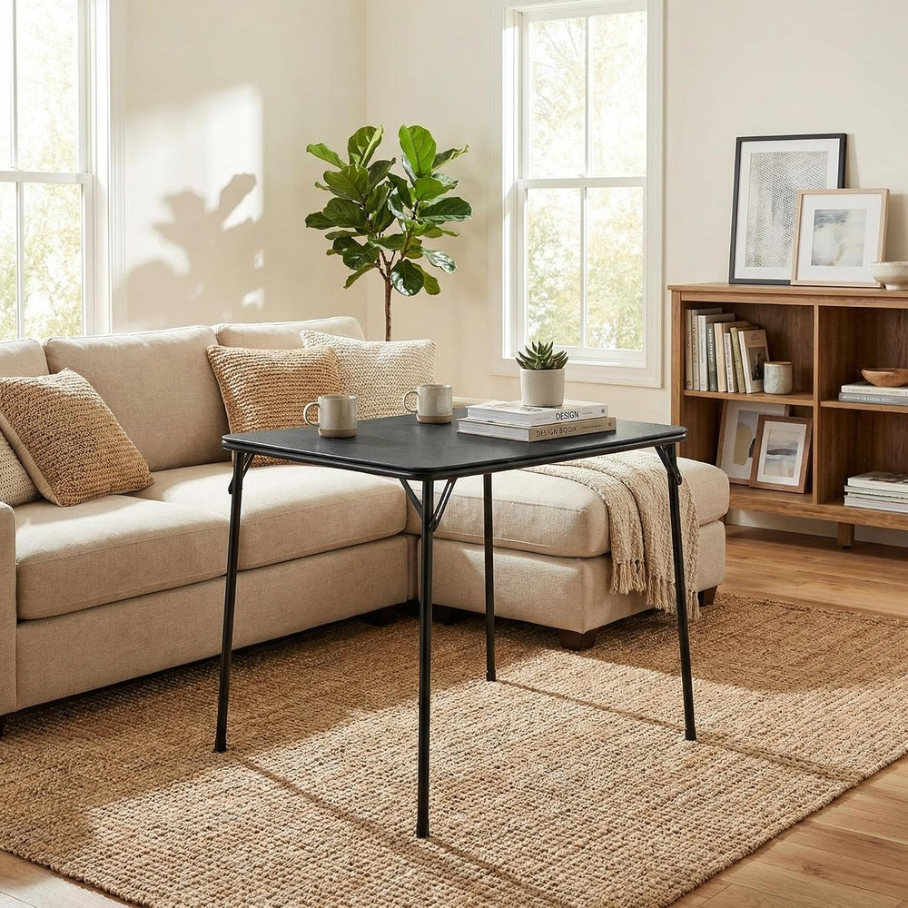 FurnitureR Square Folding Card Table 34 Inch, No Assembly Portable Table for ...