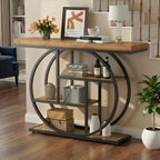 Shintenchi 41.3” Console Table with Storage, Industrial Entryway Table, 4-Tier Shelves Sofa Table Behind Couch, Narrow Wood Accent Table for Living Room, Entryway,Entrance, Hallway, Foyer,Rustic Brown