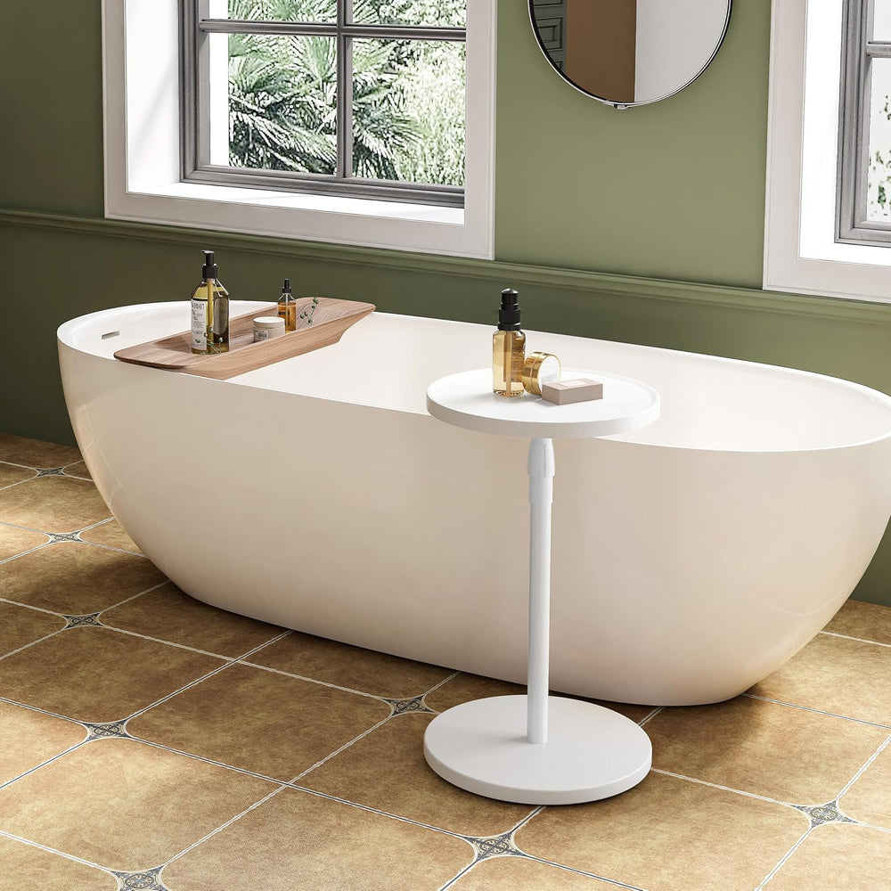 Adjustable Round Side Table, Small End Table, Pedestal Drink Table for Small ...