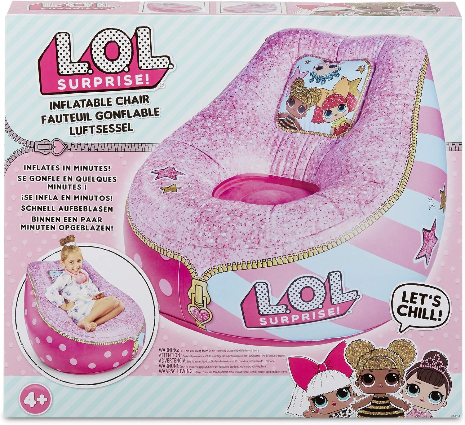 L.O.L. Surprise! Pink Inflatable Chair for Kids – Easy to Inflate