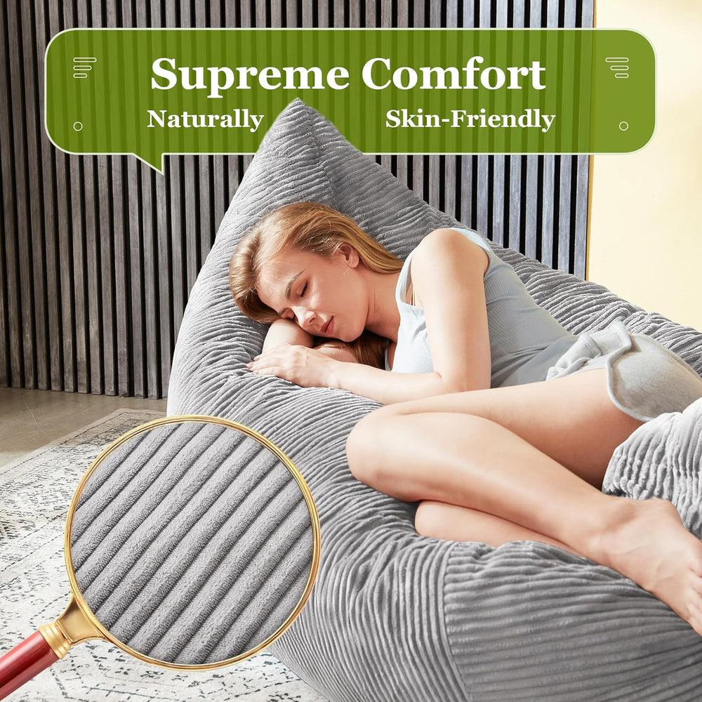 3 in 1 Big Bean Bag Chair, Large Giant Bean Bag Chairs for Adults, Convertibl...