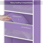 Univivi 6-Shelf Over Door Hanging Organizer Fabric Baby Door Storage with 5 Large Pockets and 3 Small PVC Pockets Wall Mount Hanging Storage Organizers for Baby Essential (Purple)