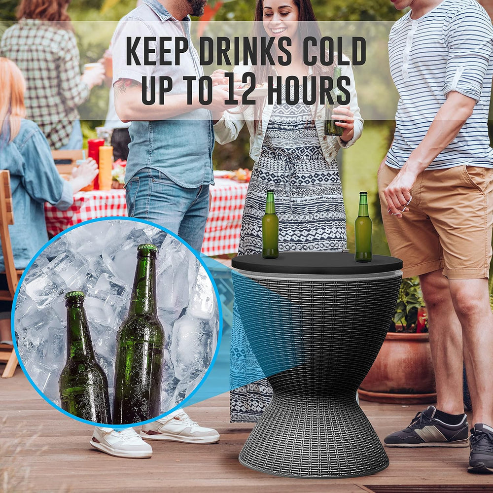 SereneLife Outdoor Cool Bar Table, 7.5 Gallon Beer and Wine Cooler, Patio Fur...