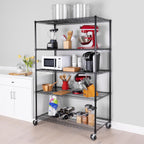 Seville Classics UltraDurable Heavy Duty NSF Solid Steel Wire Rack Storage Unit, Organizer for Garage, Warehouse, Office, Restaurant, Classroom, Kitchen, Black, 5-Tier Shelving, 48" W x 24" D