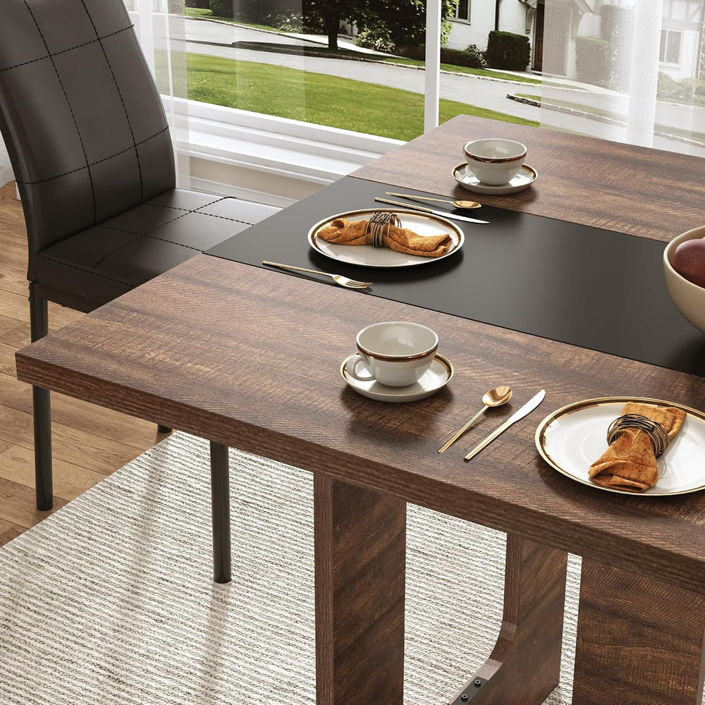 St.Mandyu 7 Pieces Dining Table & Chairs Set for 4-8 People, 71 Inch Kitc...