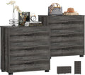 Aheaplus Closet Drawers Set of 2, Wood Closet Organizers and Storage with 3 Drawers, Closet Drawers Organizer System, Nightstands Bedside End Table with 3 Drawers Storage for Bedroom, Black Oak