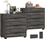 Aheaplus Closet Drawers Set of 2, Wood Closet Organizers and Storage with 3 Drawers, Closet Drawers Organizer System, Nightstands Bedside End Table with 3 Drawers Storage for Bedroom, Black Oak